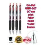 Uni-Ball Pilot OMN-207 0.7 mm Jel Roller Kalem, Kırmızı, 4 Adet Set