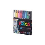 Uni-Ball Posca 0.7 Su Bazlı Poster Kalemi Markörü Ana Renk 8 Li - Çok Renkli