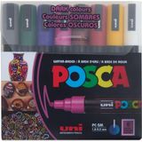 Uni-Ball Posca 1.8-2.5 Su Bazlı Poster Kalemi Markörü Koyu Renkler 8 Li Pc-5M/8C