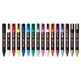 uni-ball Posca 5M 1,8-2,5 mm kurşun şekilli boya kalemi | ters çevrilebilir ve yıkanabilir uçlar | Kayalar boyama, kumaş, ahşap, tuval, seramik, koleksiyon defteri, kendin yap el işleri için | 16 renk