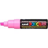 uni-ball posca su bazlı boyama kalemi 8.0 poster markörü 8.0 mm fosforlu pembe pc-8k (6 lı paket) - Yok