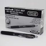 Uni-Ball SigNo 207 jel tükenmez kalem, baskı mekanizmalı, 0,7 mm, F uç, 0,5 mm çizgi genişliği, 12 adet, siyah