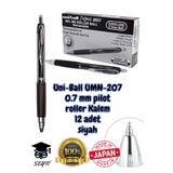 Uni-Ball Signo UMN-207 0.7mm Jel Pilot Roller Kalem, Siyah, 12 Adet