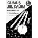 Uni-Ball UM 100 Signo Fine Roller Kalem Gümüş 3 Adet 0 8 mm Davetiye Kalemi