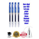 Uni-Ball UM-153 1.0 mm Pilot Roller İmza Kalemi, Mavi, 4 Adet