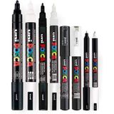 Uni Posca 1MR 1M 3M 5M Siyah Beyaz 8'li Kalem Seti