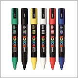 Uni Posca 5m Boyama Markörü Ana Renkler 6'lı Set - Renkli