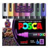 Uni Posca 5M Boyama Markörü Koyu Renkler 8'li Set