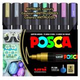 Uni Posca 5m Boyama Markörü Metalik Renkler 8'li Set