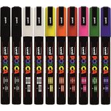 Uni Posca Keçeli Kalem 10'lu Set Renkli Çizim İçin 3 mm İnce Uçlu Kalemler