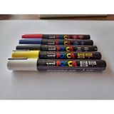 Uni Posca Keçeli Kalem 5'li Set Ana Renkler Beyaz Kırmızı Sarı Mavi Siyah PC-5M - Standart - Renkli