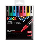 Uni Posca Marker Kalem 8'li Renkli Keçeli Kalem Seti 0.9-1.3mm Standart Ölçüler