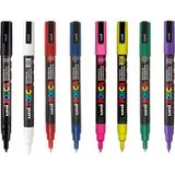 Uni Posca Marker Kalem 8'li Set Temel Renkler (0.9-1.3mm) Ölçüleri ile Keçeli Kalem - Renkli - Standart