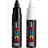 Uni Posca Marker Kalem PC-7M 7mm Siyah ve Beyaz Renkli Sanat Kalemleri Seti
