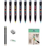 Uni Posca Marker Kalemi Çizim Seti 1 + Pcf-35 (3-10MM) 8'li Set - Renkli - Standart