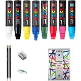 Uni Posca Marker Kalemi Çizim Seti 2 + 17K (15MM) 8'li Set - Renkli