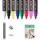 Uni Posca Marker Kalemi Çizim Seti 3 + 8k (8mm) 8'li Set - Renkli - Standart