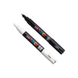 Uni Posca PC-1M 0.7mm Marker Akrilik Boyama Kalemi 2'li Siyah Beyaz Set