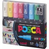 Uni Posca PC-1M 8'li Set Keçe Uçlu Kalemler Ana Renkler Renkli Sanatsal Malzemeler
