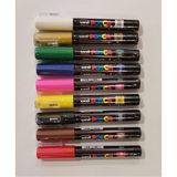 Uni Posca PC-1M 9'lu Set Renkli Sanatsal Kalemler Standart Ölçü ile Çizim İçin