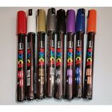 Uni Posca PC-1MR 8'li Set Standart Renkli Kalemler Kırmızı, Beyaz, Altın, Gümüş, Siyah, Mor, Mavi, Turuncu