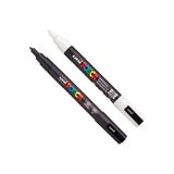 Uni Posca PC-3M 0.9-1.3mm Marker Akrilik Boyama Kalemi 2'li Siyah Beyaz Seti