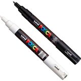 Uni Posca Pc-3m Beyaz ve Siyah Boyama Markörü 0.9-1.3 mm Özellikli Sanatsal Malzeme