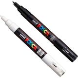 Uni Posca Pc-3m Boyama Markörü Siyah ve Beyaz Renk Seçeneği 0.9-1.3 mm Standart Ölçü