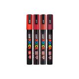 Uni Posca PC-5M 1.8-2.5mm Marker Akrilik Boyama Kalemi 4'lü Kırmızı Tonları Seti