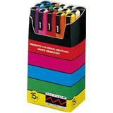 Uni Posca Su Bazlı Marker PC-3M 15'li Poster Renkler 0.9-1.3 mm Kalınlık Özellikli