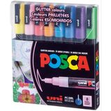 Uni Posca Su Bazlı Marker Seti 8li Ana Renkler 0.9-1.3 mm Kalınlıkta Plastik Uçlu PC3M