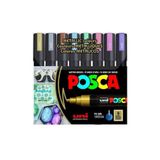 Uni Posca Su Bazlı Marker Seti 8Li Metalik Renkler 1.8 2.5Mm Pc5m