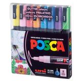 Uni Posca Su Bazlı Marker Seti 8Li Simli Renkler 0.9Mm 1.3Mm Pc3ml