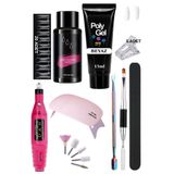 Uni zer 9 Parça Evde Tırnak Uzatma Poly Gel Seti Protez Tırnak Yapma Polijel Uygulama Full Set UV Led Beyaz