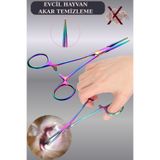 Uni zer Evcil Hayvan Kedi Köpek Akar Temizleme Kıtık Açma Pensi Rainbow Hemostat Cımbızı