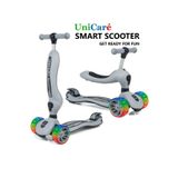 UniCare Smart Oturaklı Çocuk Scooter 3 Tekerlekli Led Işıklı Scooter Yükseklik Ayarlı - Gri
