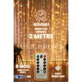 Unichrome 300 Ledli 10 Sarkıt Perde Led Işık-8 Fonksiyon, Uzaktan Kumandalı, 3x3 Metre, Kalp Askı