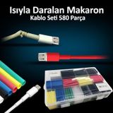 Unichrome Makaron Kablo Yalıtım Isı Boru Daralan 580 Parça Kablo Tamir Kiti