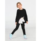 Unicorn 3 Boyutlu Siyah Kız Tunik + Tayt Takım - 4 Yaş