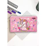 Unicorn Bahar Desenli Kalem Kutusu Yıkanabilir Bez Kalemlik