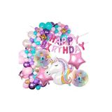 Unicorn Balonlu Happy Birthday Balon Set