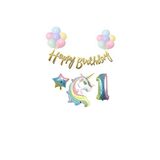Unicorn Balonlu Kaligrafi Happy Bırthday 1 Yaş Balon Set