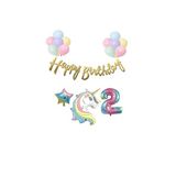 Unicorn Balonlu Kaligrafi Happy Bırthday 2 Yaş Balon Set