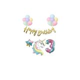 Unicorn Balonlu Kaligrafi Happy Bırthday 3 Yaş Balon Set