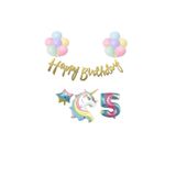 Unicorn Balonlu Kaligrafi Happy Bırthday 5 Yaş Balon Set