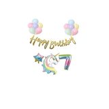 Unicorn Balonlu Kaligrafi Happy Bırthday 7 Yaş Balon Set