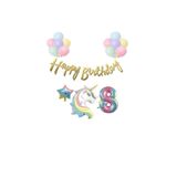 Unicorn Balonlu Kaligrafi Happy Bırthday 8 Yaş Balon Set