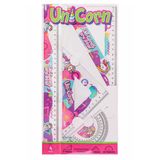 Unicorn Cetvel Takımı 30 Cm 1 Paket Cetvel Gönye İletki Şeffaf Çizim Takımı Pergelli Çizim Seti 4 Parça Kız Çocuk