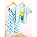 Unicorn Daisy Baskılı Kız Çocuk Tişört ve Dokuma Pantolon Takım - 7-8 Y - Çok Renkli