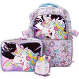 Unicorn Desenli Mor 3’lü Çanta Seti VST-SET0011